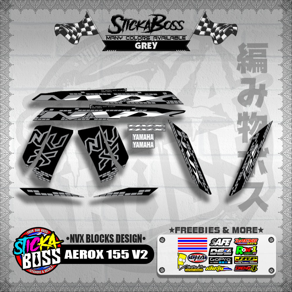 AEROX 155 V2 DECALS ( NVX BLOCKS DESIGN )【WITH FREEBIES】