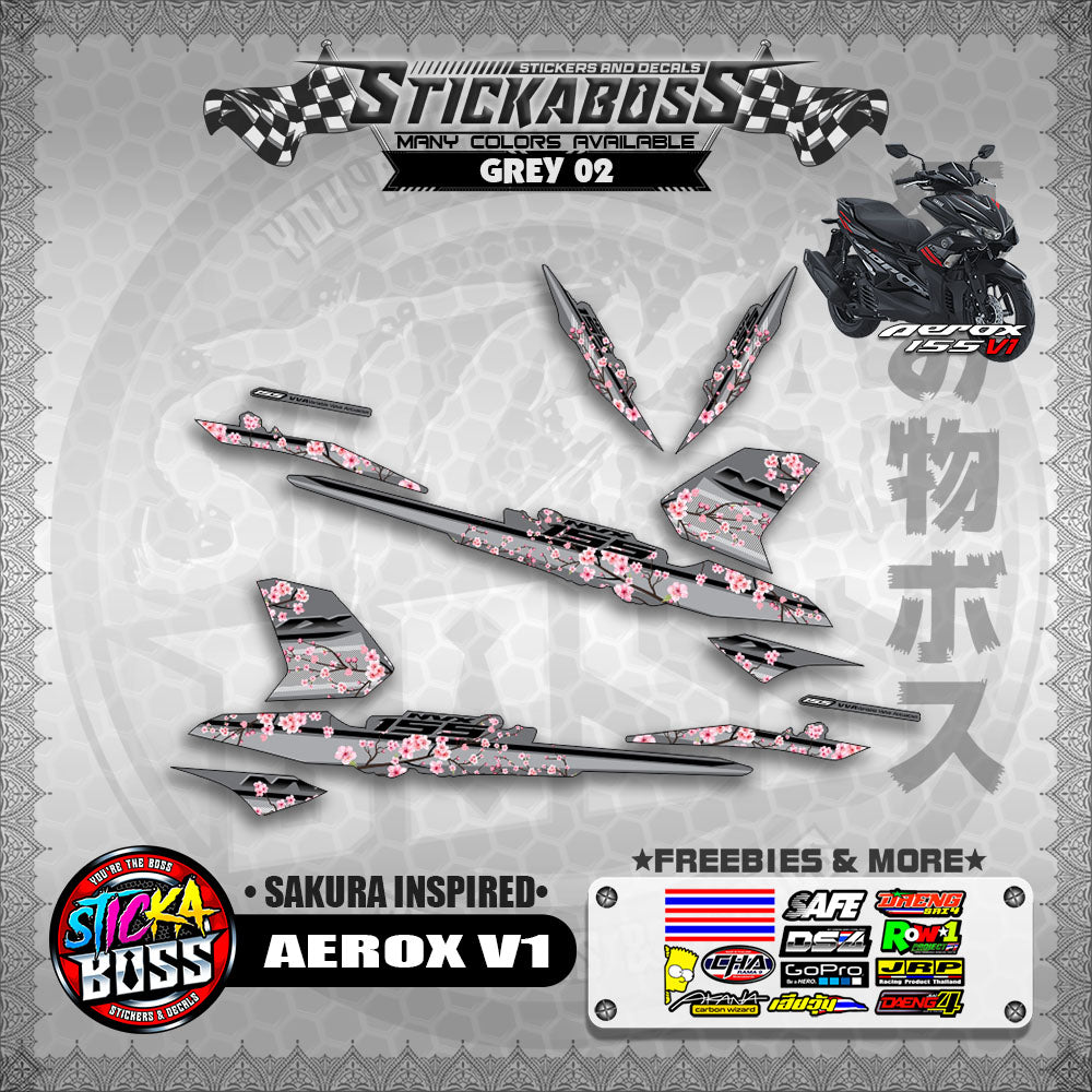 AEROX V1 STICKER DECALS ( SAKURA INSPIRED )【WITH FREEBIES】