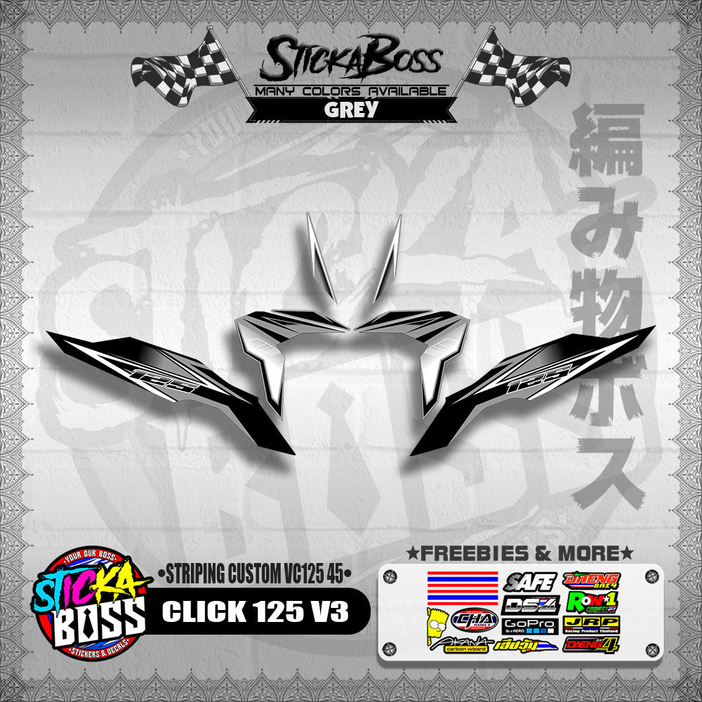 CLICK 125 V3 DECALS ( STRIPING CUSTOM VC125 45 )【WITH FREEBIES】