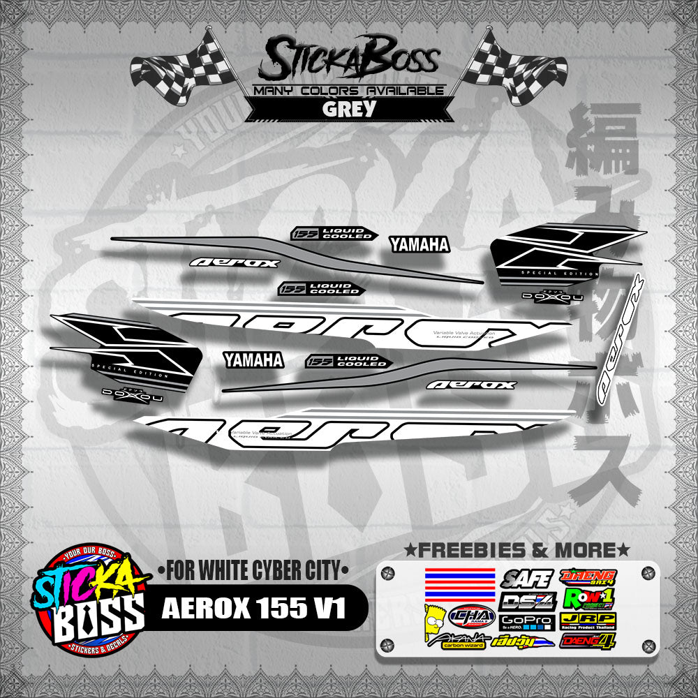 AEROX 155 V1 DECALS ( FOR WHITE CYBER CITY )【WITH FREEBIES】