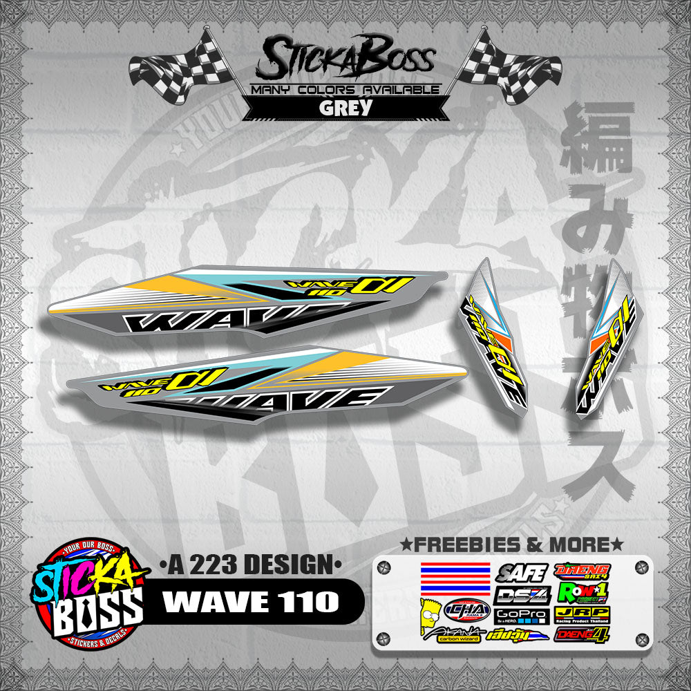 WAVE 110 DECALS ( A 223 DESIGN )【WITH FREEBIES】