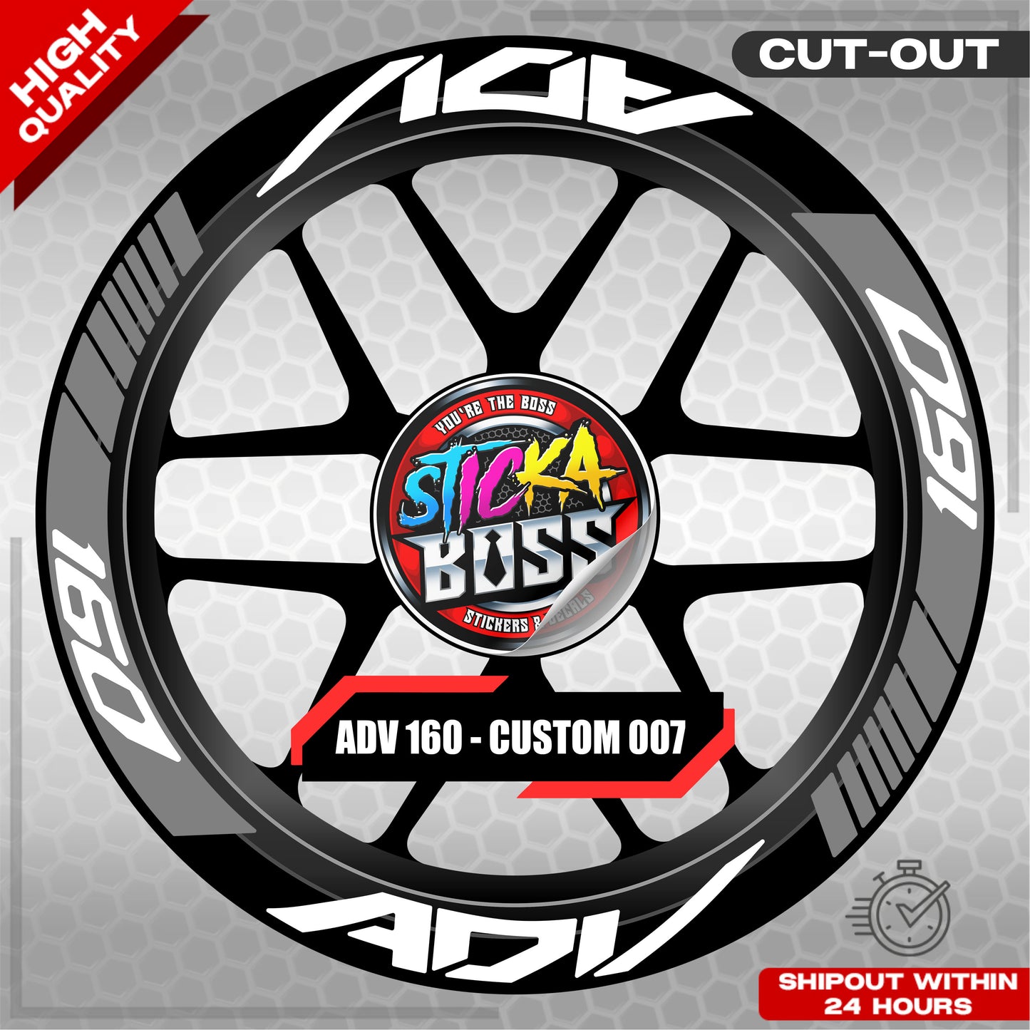 ADV 160 MAG STICKER SET ( 2 MAGS ) - CUSTOM 007 | VINYL WATERPROOF CUT-OUT DECALS