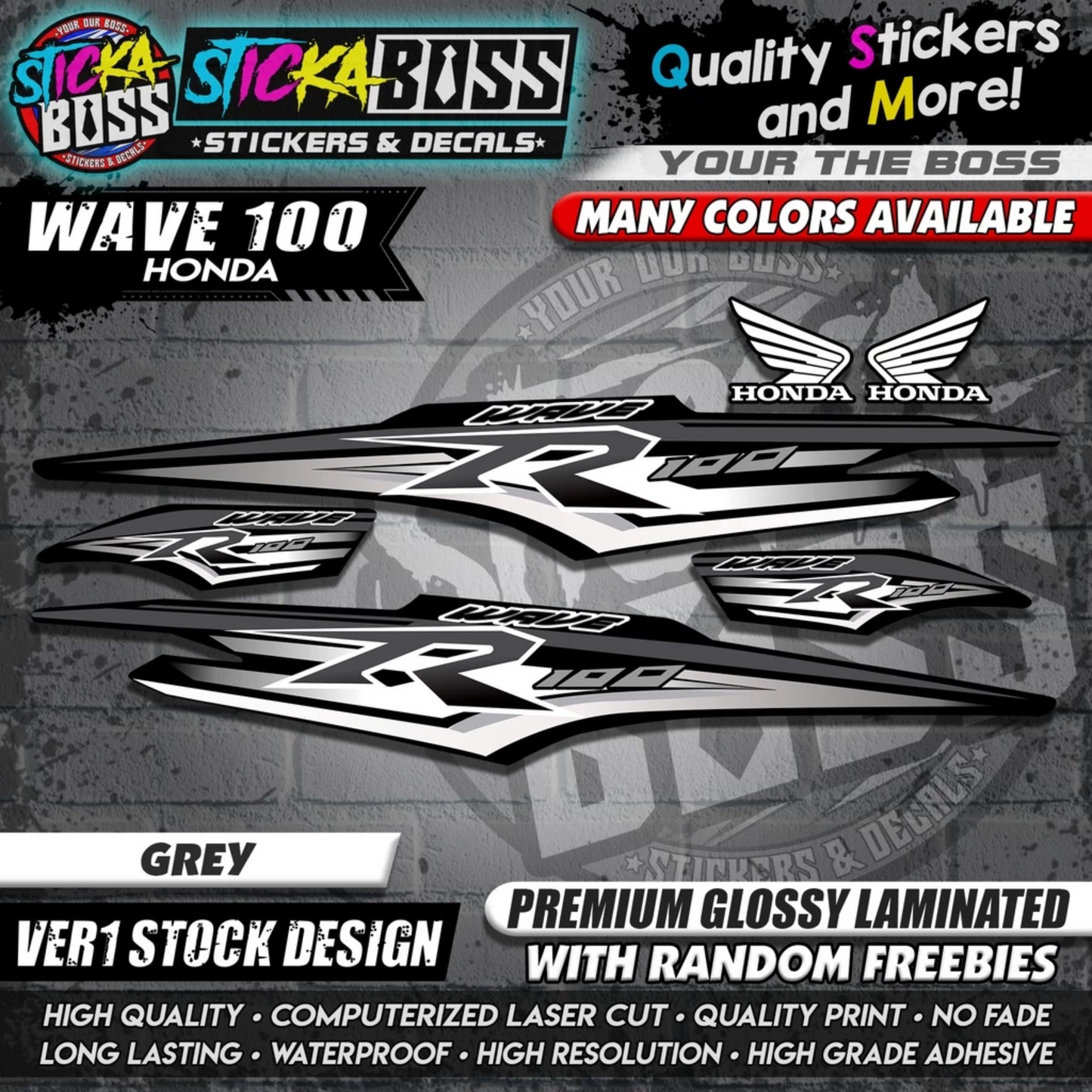 HONDA WAVE 100 R DECALS (Ver1 Stock Design)【WITH FREEBIES】