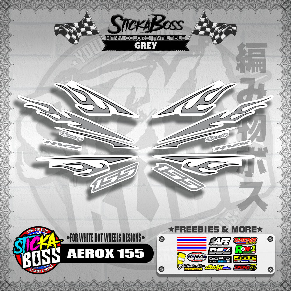 AEROX 155 DECALS ( FOR WHITE HOT WHEELS DESIGNS )【WITH FREEBIES】