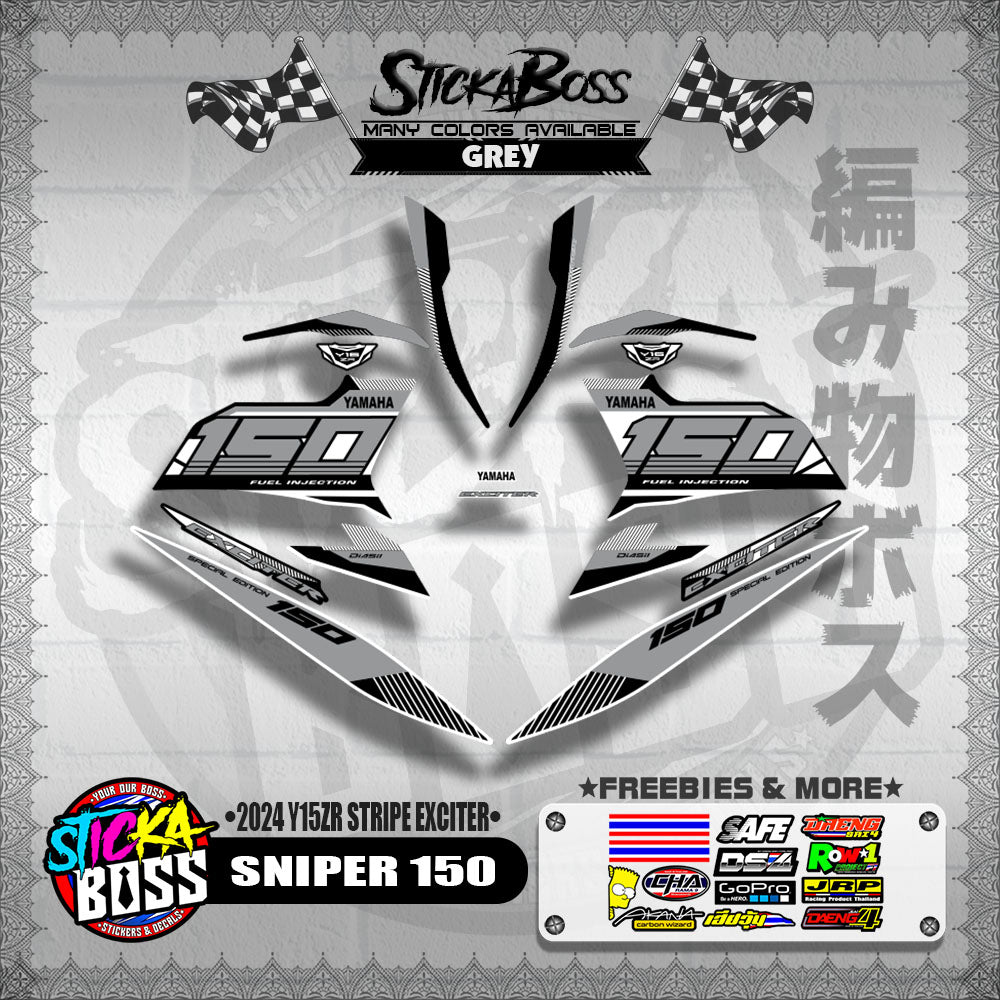 SNIPER 150 DECALS ( 2024 Y15ZR STRIPE EXCITER )【WITH FREEBIES】