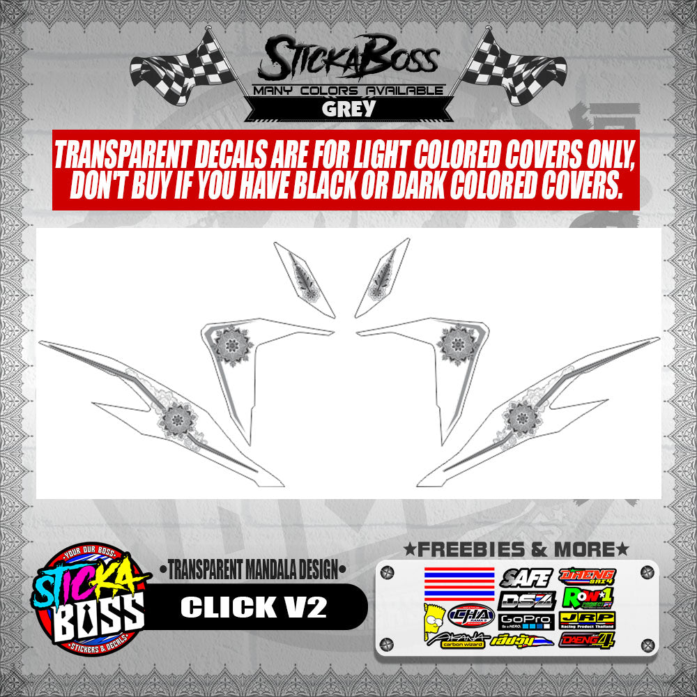 CLICK V2 DECALS ( TRANSPARENT MANDALA DESIGN )【WITH FREEBIES】