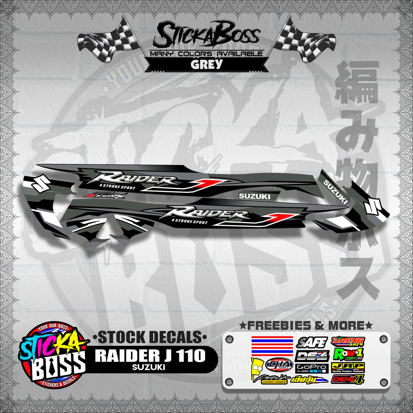 RAIDER J 110 ( STOCK DECALS )【WITH FREEBIES】