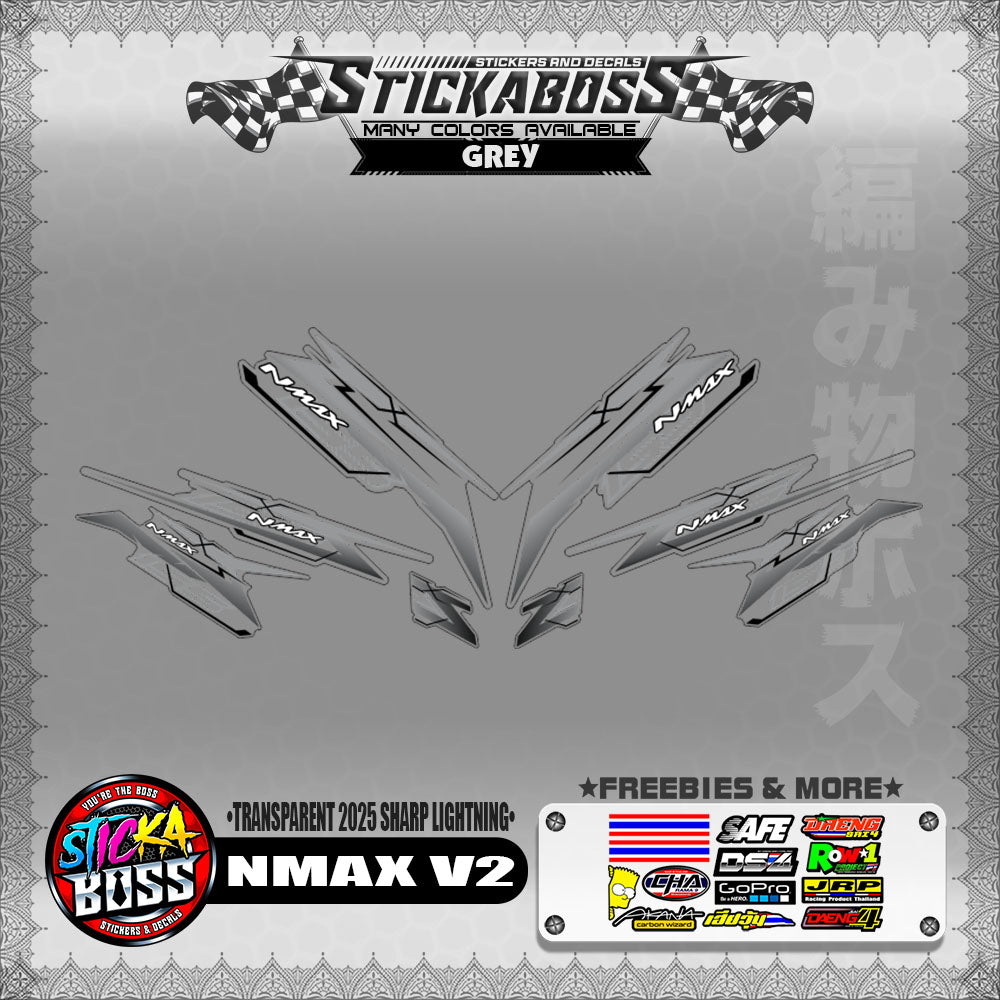 【PREMIUM UV PRINT】TRANSPARENT NMAX V2 INDO STICKER DECALS ( 2025 SHARP LIGHTNING )【WITH FREEBIES】