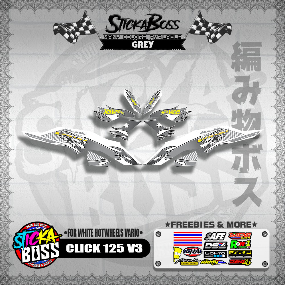 CLICK 125 V3 DECALS ( FOR WHITE HOTWHEELS VARIO )【WITH FREEBIES】