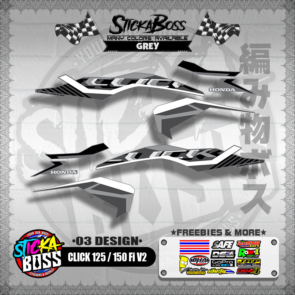 CLICK 125 / 150 Fi V2 DECALS ( 03 DESIGN )【WITH FREEBIES】