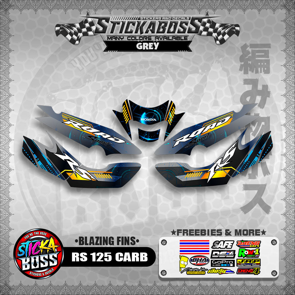 RS 125 CARB STICKER DECALS ( BLAZING FINS )【WITH FREEBIES】
