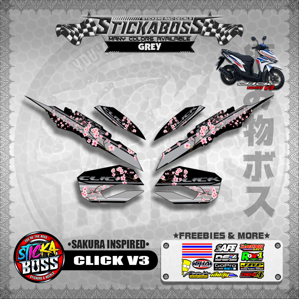 CLICK V3 STICKER DECALS ( SAKURA INSPIRED )【WITH FREEBIES】
