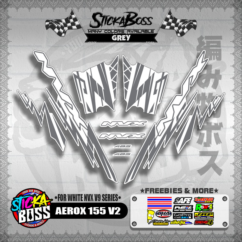AEROX 155 V2 DECALS ( FOR WHITE NVX V9 SERIES )【WITH FREEBIES】