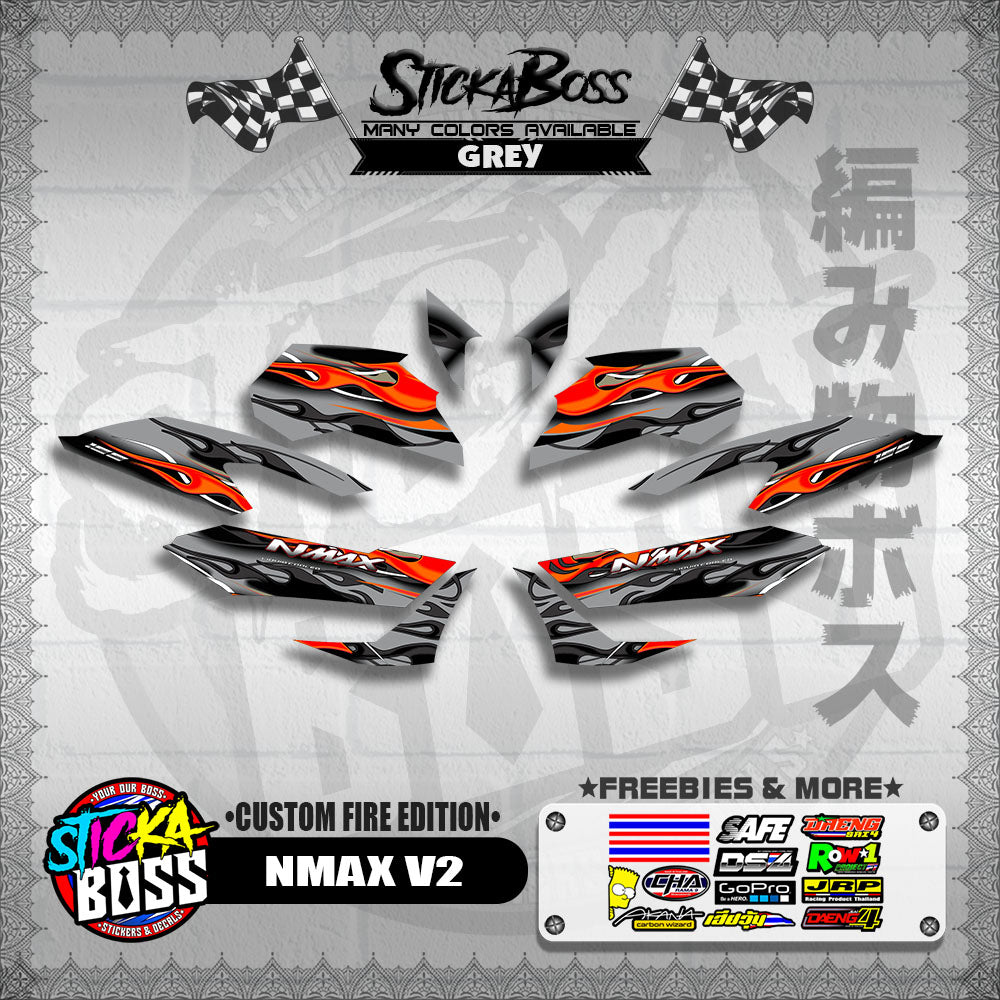 NMAX V2 DECALS ( CUSTOM FIRE EDITION )【WITH FREEBIES】
