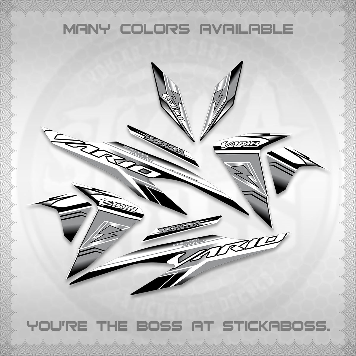 CLICK 125 V2 FOR WHITE VARIO DECALS (LIGHTNING DESIGN)STICKER DECALS By STICKABOSS (Copy) (Copy) (Copy) (Copy)