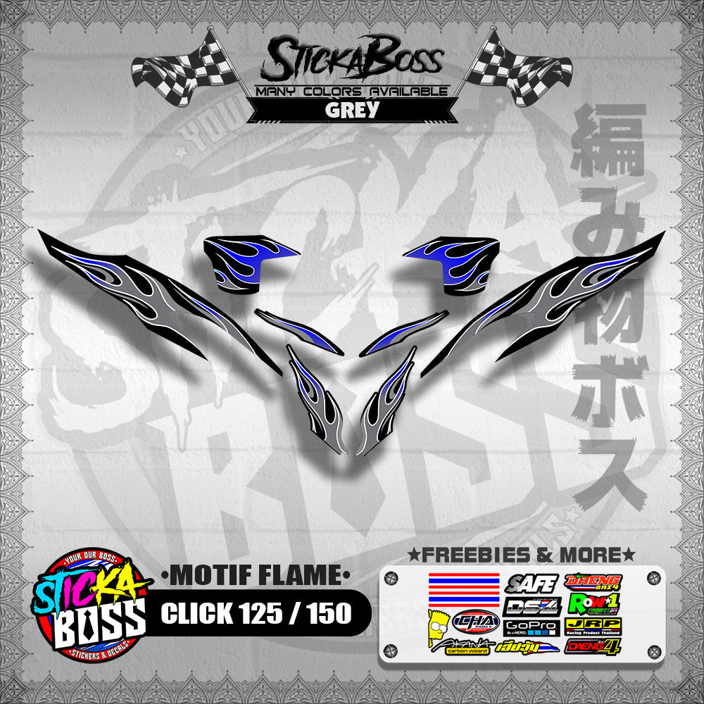 CLICK 125 / 150 V2 DECALS ( MOTIF FLAME )【WITH FREEBIES】