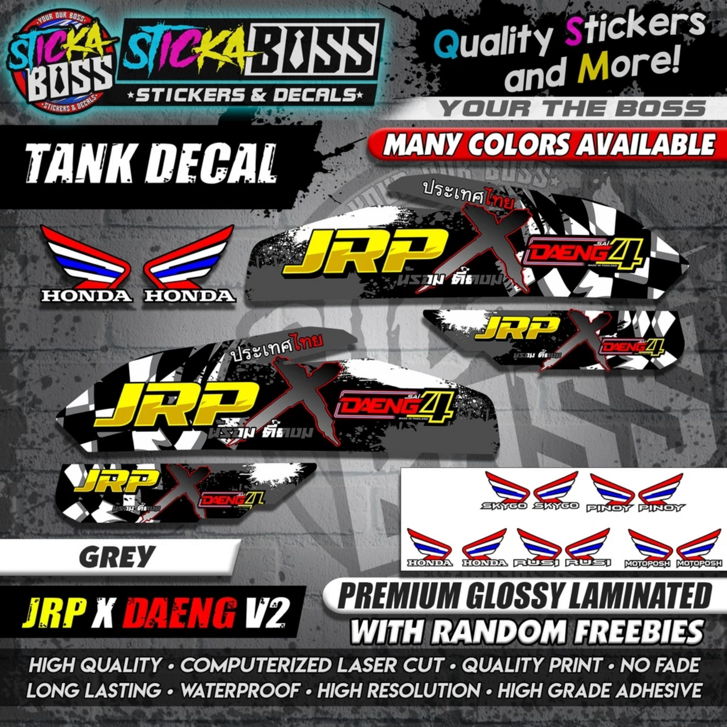 TMX / RUSI / PINOY / MOTOPOSH / SKYGO TANK DECALS STICKER ( JRP X DAENG V2 )【WITH FREEBIES】