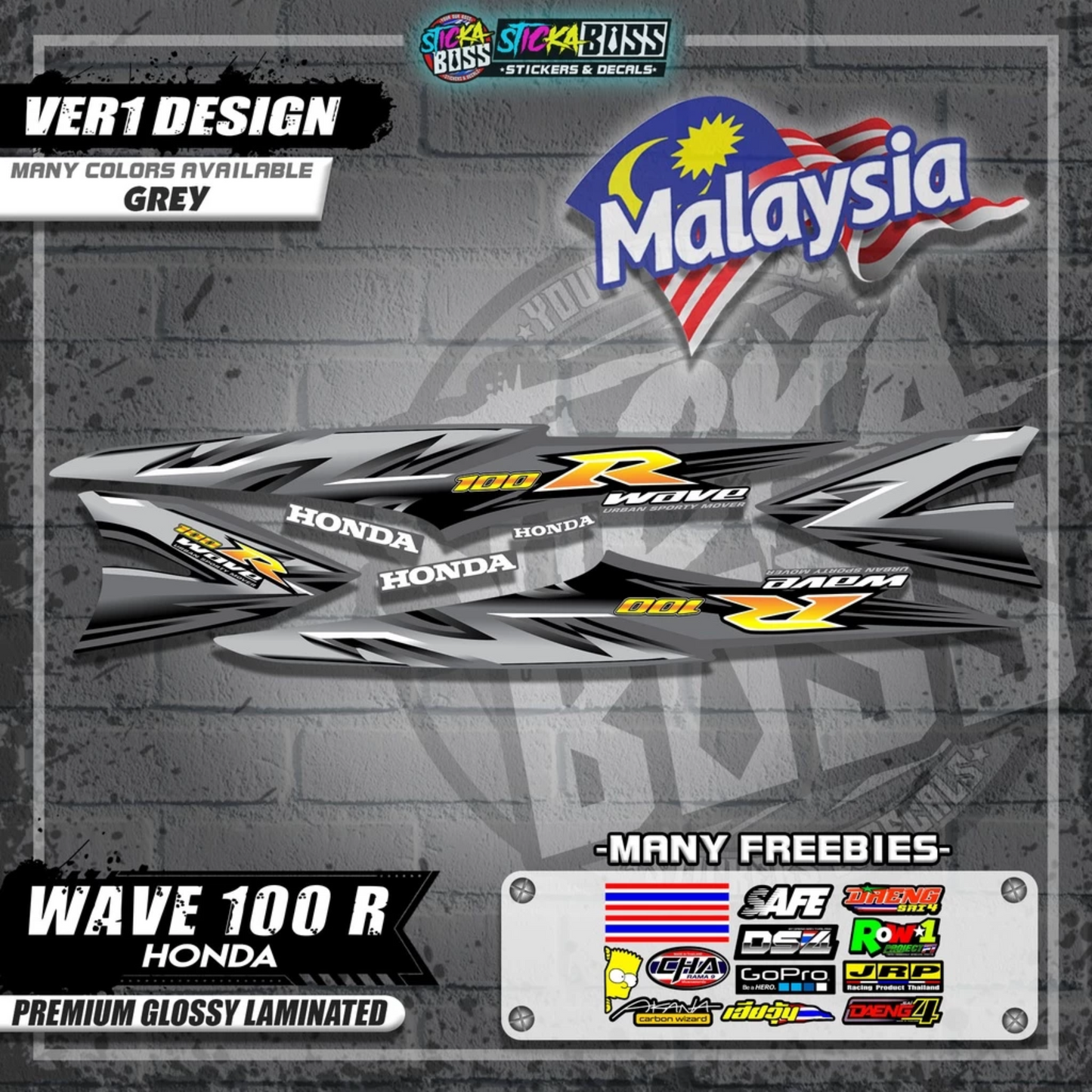 HONDA WAVE 100 R MALAYSIAN DECALS (Ver1 Design)【WITH FREEBIES】