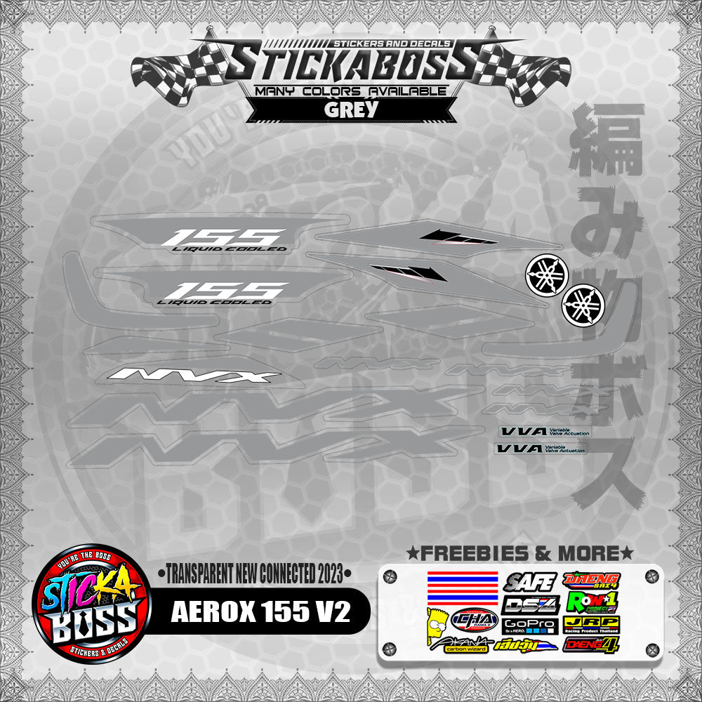 【PREMIUM UV PRINT】TRANSPARENT AEROX 155 V2 DECALS ( NEW CONNECTED 2023 )【WITH FREEBIES】