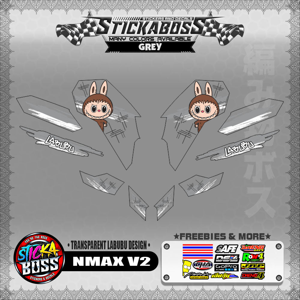【PREMIUM UV PRINT】TRANSPARENT NMAX V2 STICKER DECALS ( LABUBU DESIGN )【WITH FREEBIES】
