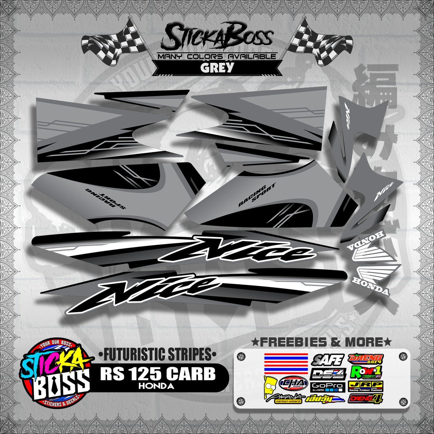 RS 125 THAI DECALS ( FUTURISTIC STRIPES )【WITH FREEBIES】
