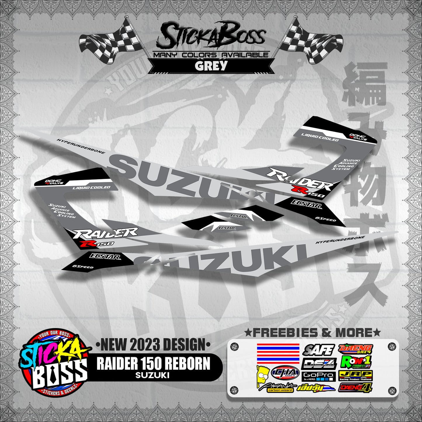 RAIDER 150 REBORN STOCK DECALS ( NEW 2023 DESIGN )【WITH FREEBIES】