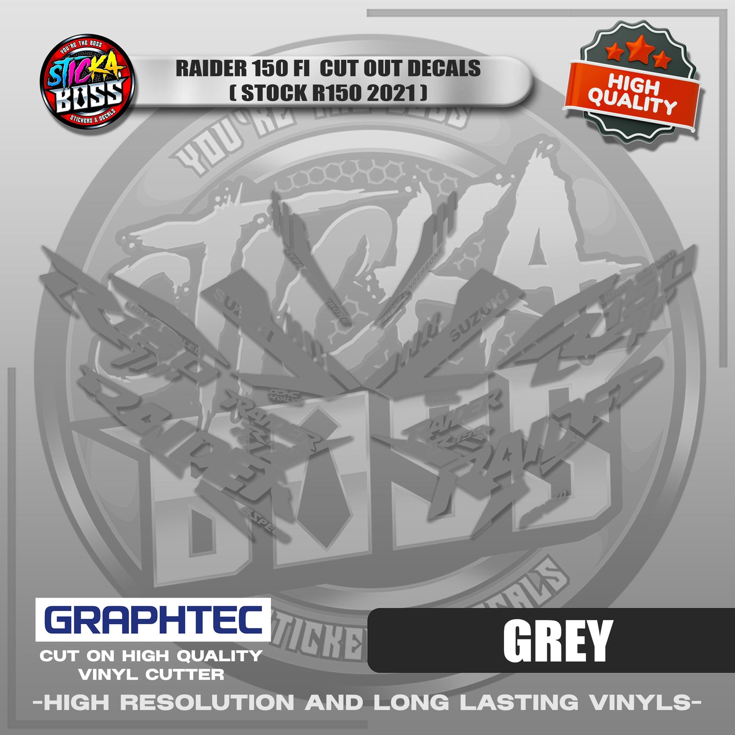 RAIDER 150 FI CUT OUT DECALS ( STOCK R150 2021) | VINYL WATERPROOF CUT-OUT STICKER DECALS