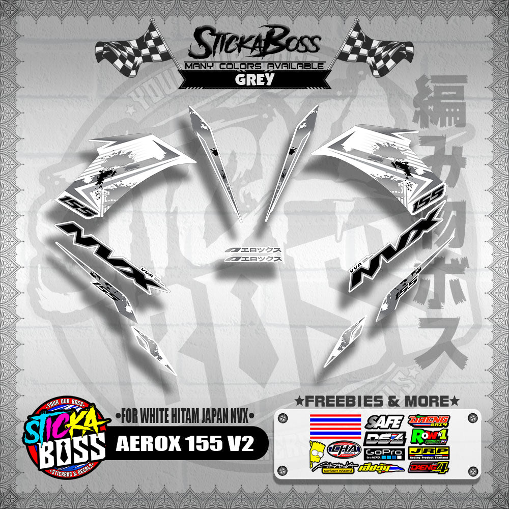 AEROX 155 V2 DECALS ( FOR WHITE HITAM JAPAN NVX 2023 )【WITH FREEBIES】
