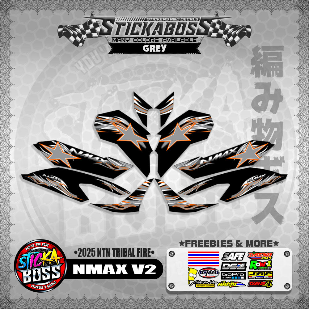 NMAX V2 STICKER DECALS ( 2025 NTN TRIBAL FIRE )【WITH FREEBIES】