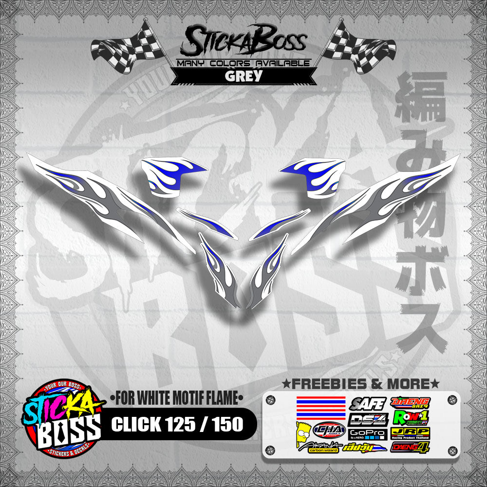 CLICK 125 / 150 V2 DECALS ( FOR WHITE MOTIF FLAME )【WITH FREEBIES】