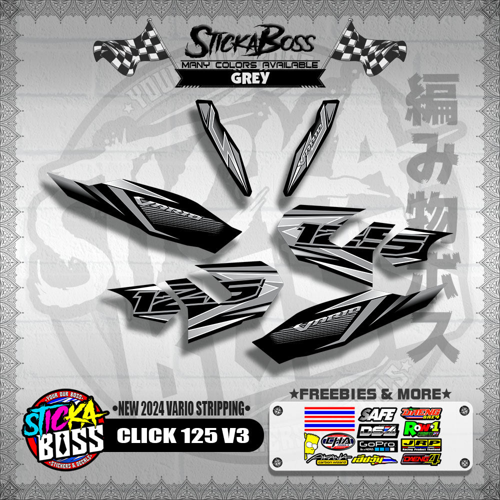 CLICK 125 V3 DECALS ( NEW 2024 VARIO STRIPPING )【WITH FREEBIES】