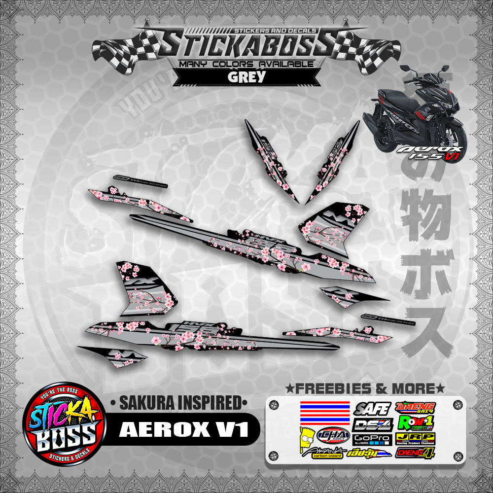 AEROX V1 STICKER DECALS ( SAKURA INSPIRED )【WITH FREEBIES】