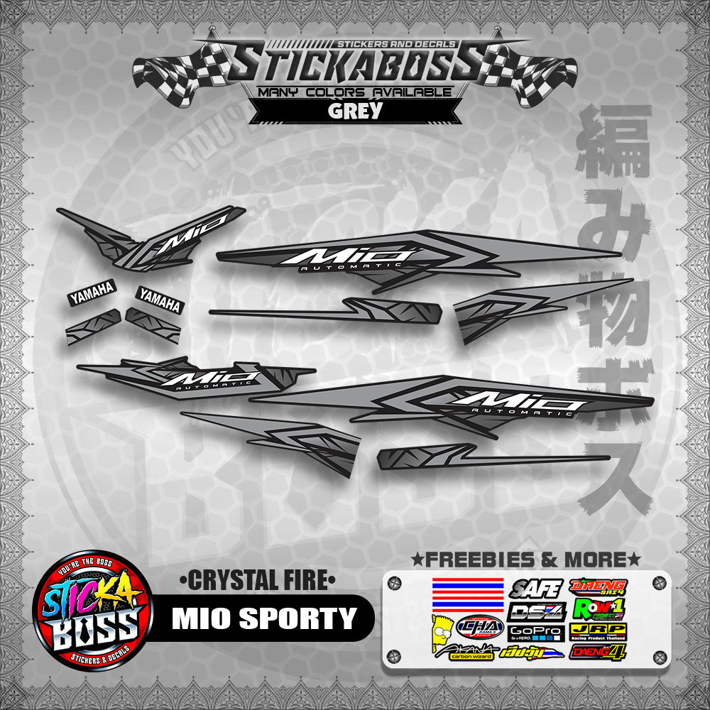 MIO SPORTY THAI-MALAYSIAN STICKER DECALS ( CRYSTAL FIRE )【WITH FREEBIES】