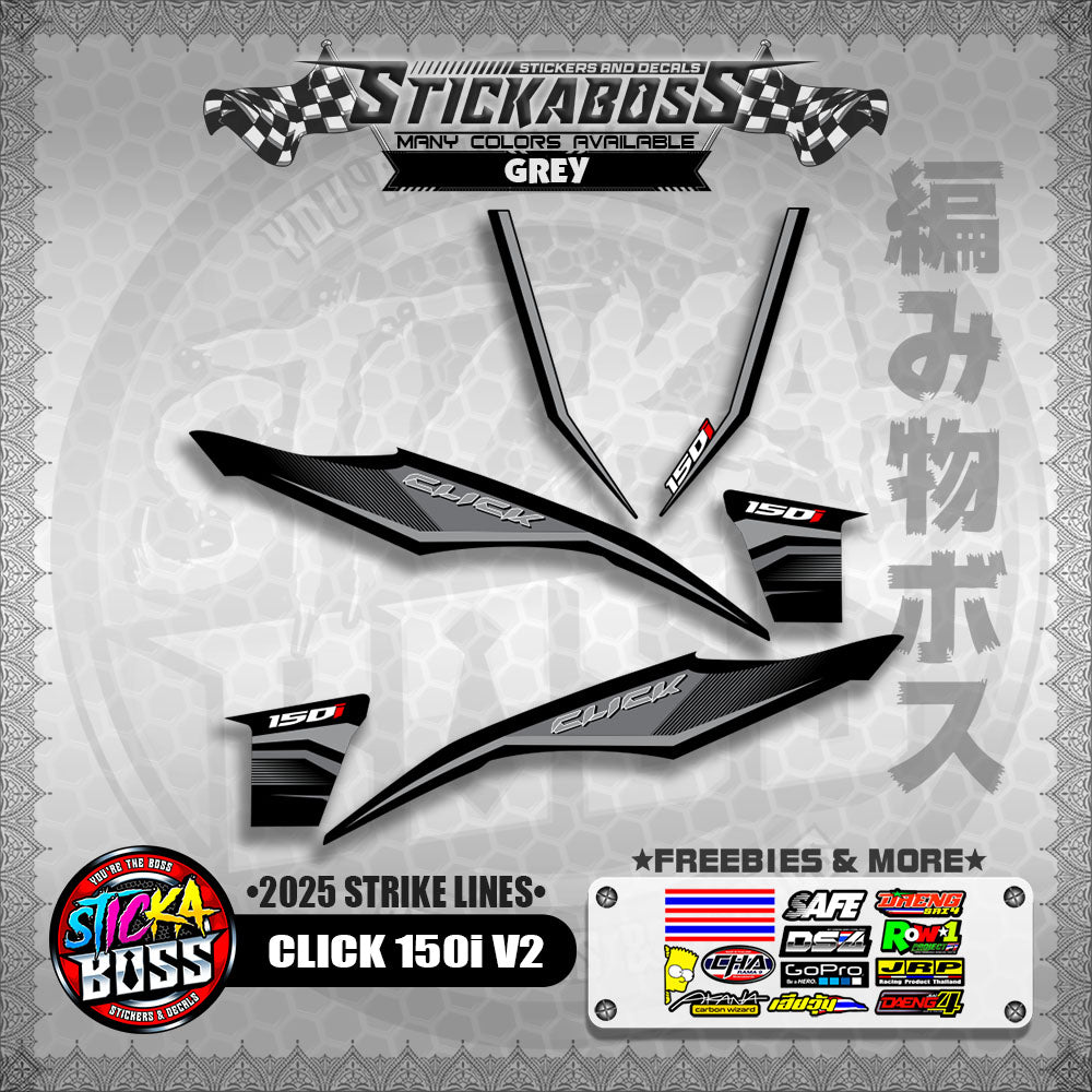 CLICK 150i V2 STICKER DECALS ( 2025 STRIKE LINES )【WITH FREEBIES】