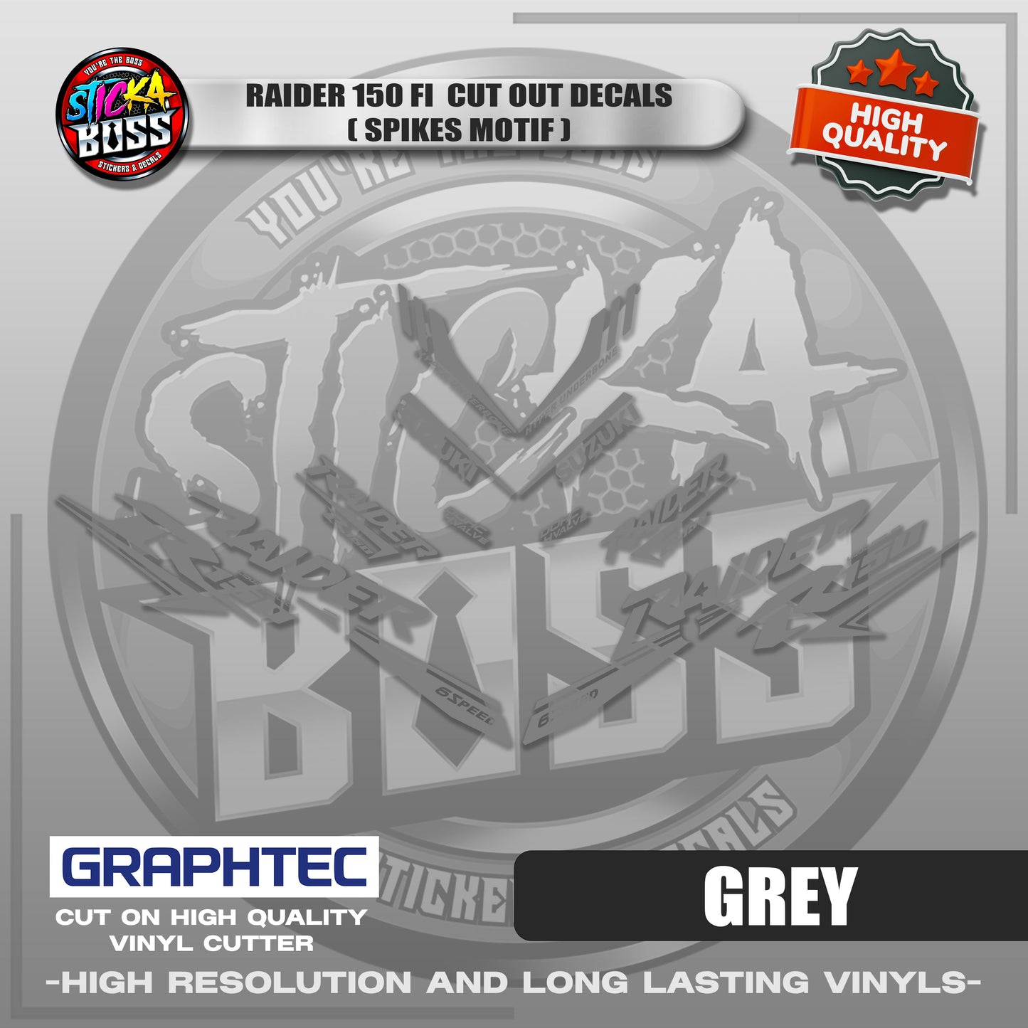 RAIDER 150 FI CUT OUT DECALS ( SPIKES MOTIF ) | VINYL WATERPROOF CUT-OUT STICKER DECALS