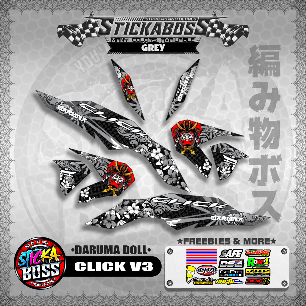 CLICK V3 STICKER DECALS ( DARUMA DOLL )【WITH FREEBIES】
