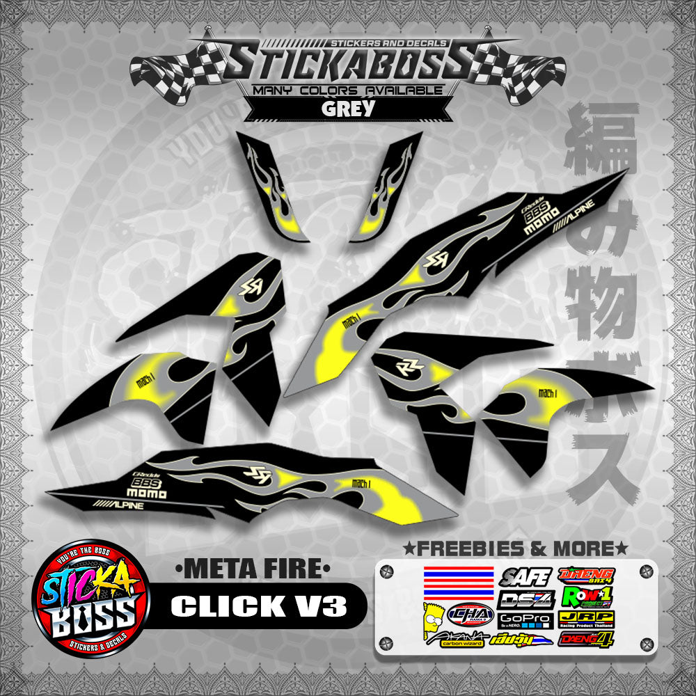 CLICK V3 STICKER DECALS ( META FIRE )【WITH FREEBIES】