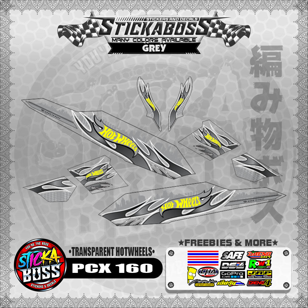 【PREMIUM UV PRINT】TRANSPARENT PCX 160 DECALS ( TRANSPARENT HOTWHEELS )【WITH FREEBIES】