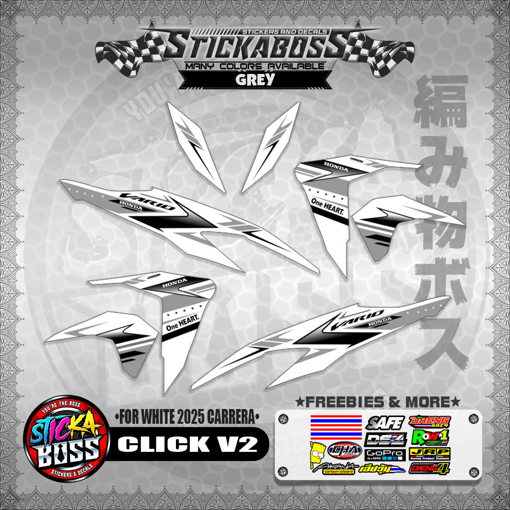 CLICK V2 STICKER DECALS ( FOR WHITE 2025 CARRERA )【WITH FREEBIES】