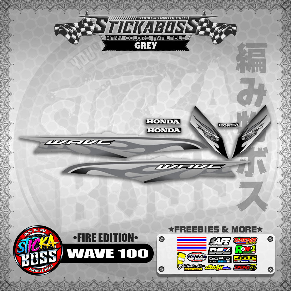 WAVE 100 STICKER DECALS ( FIRE EDITION )【WITH FREEBIES】