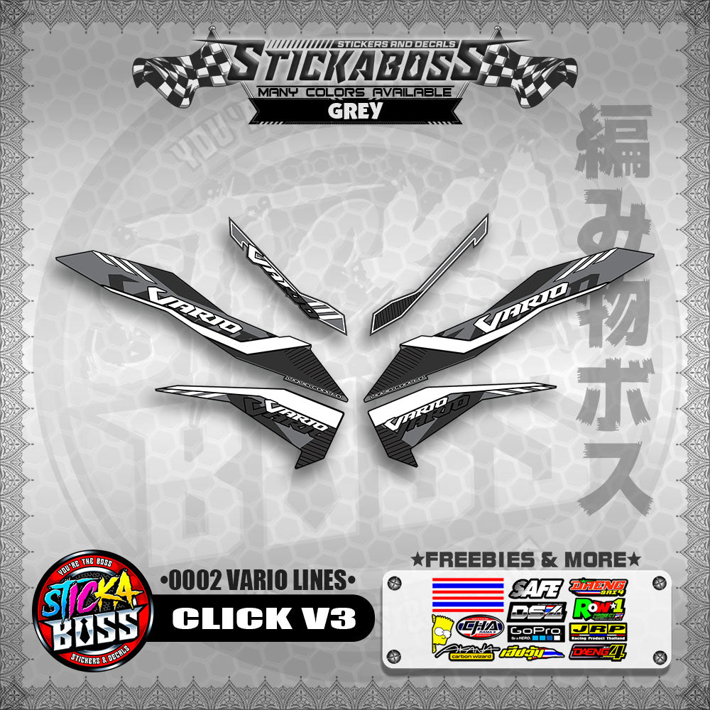 CLICK V3 STICKER DECALS ( 0002 VARIO LINES )【WITH FREEBIES】