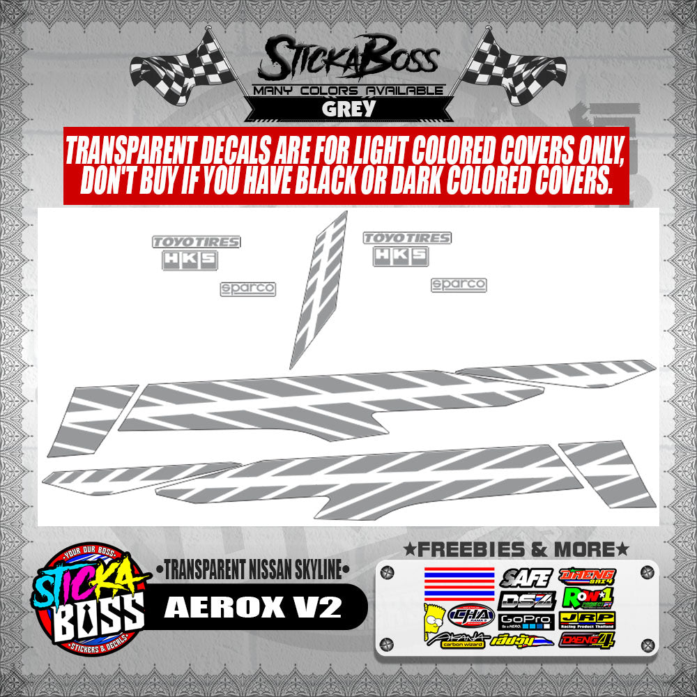 AEROX V2 DECALS ( TRANSPARENT NISSAN SKYLINE )【WITH FREEBIES】