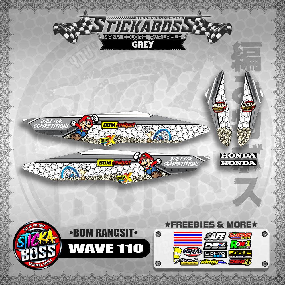 WAVE 110 DECALS ( BOM RANGSIT )【WITH FREEBIES】