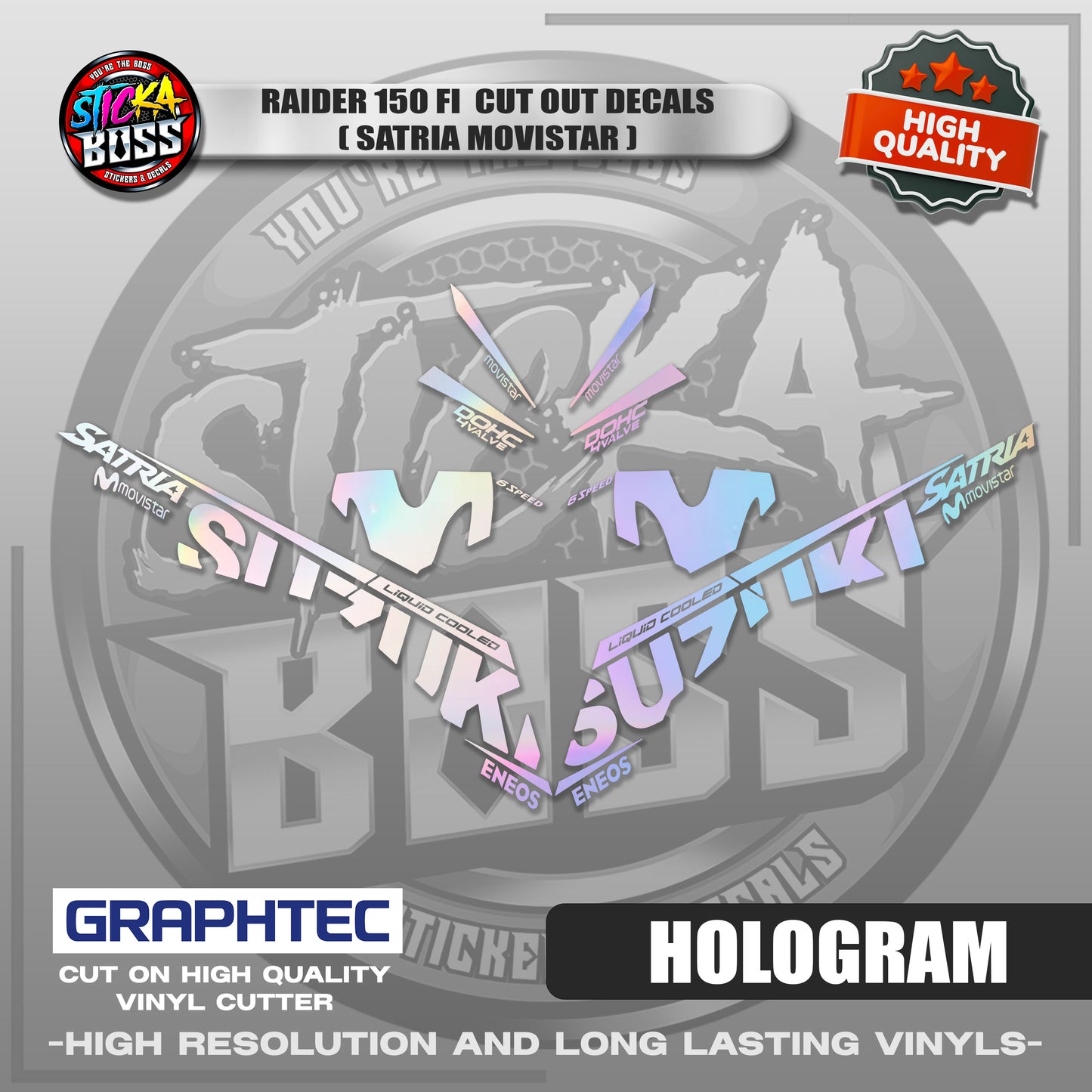 RAIDER 150 FI CUT OUT DECALS ( SATRIA MOVISTAR ) | VINYL WATERPROOF CUT-OUT STICKER DECALS