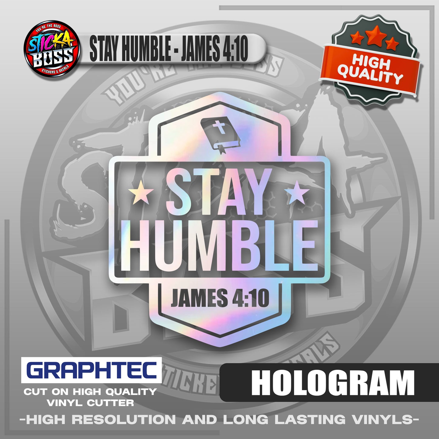 STAY HUMBLE - JAMES 4:10 | VINYL WATERPROOF CUT-OUT STICKER DECALS【Stickaboss】