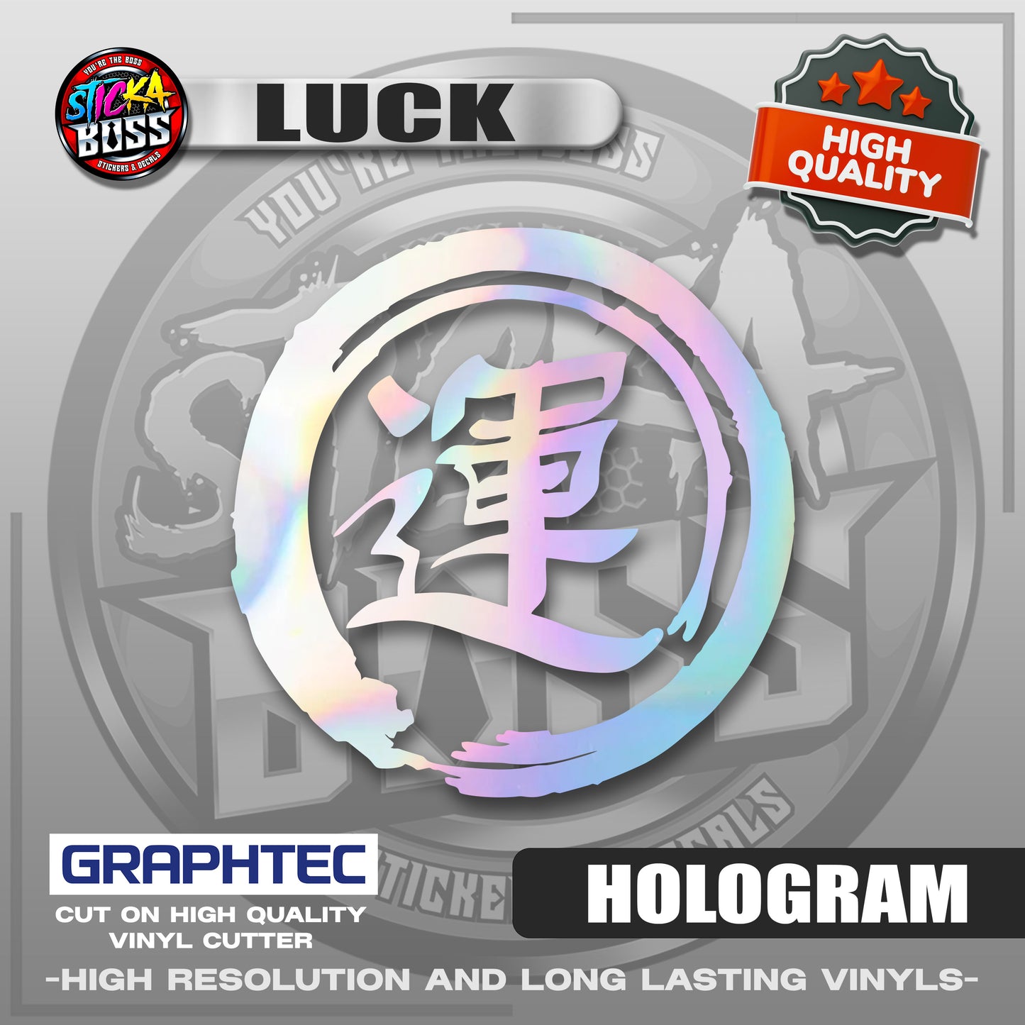 LUCK - JAPANESE KANJI SYMBOL | VINYL WATERPROOF CUT-OUT STICKER DECALS【Stickaboss】