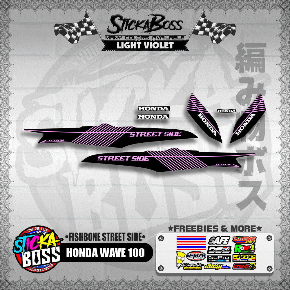 HONDA WAVE 100 DECALS ( FISHBONE STREET SIDE )【WITH FREEBIES】
