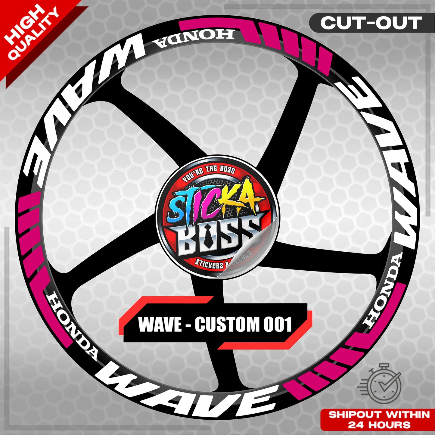 WAVE 110 / 125 MAG STICKER SET ( 2 MAGS ) - CUSTOM 001 | VINYL WATERPROOF CUT-OUT DECALS