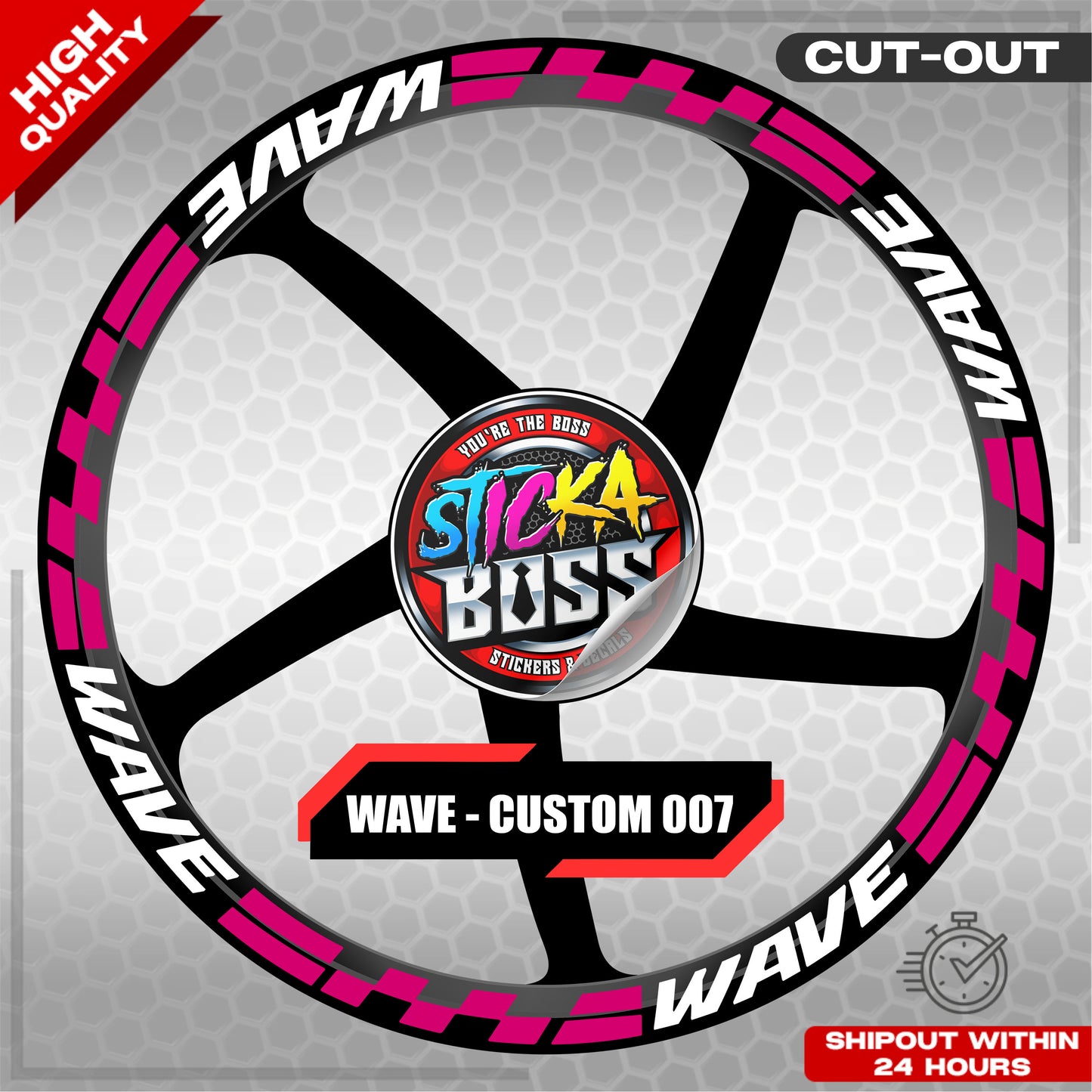 WAVE 110 / 125 MAG STICKER SET ( 2 MAGS ) - CUSTOM 007 | VINYL WATERPROOF CUT-OUT DECALS