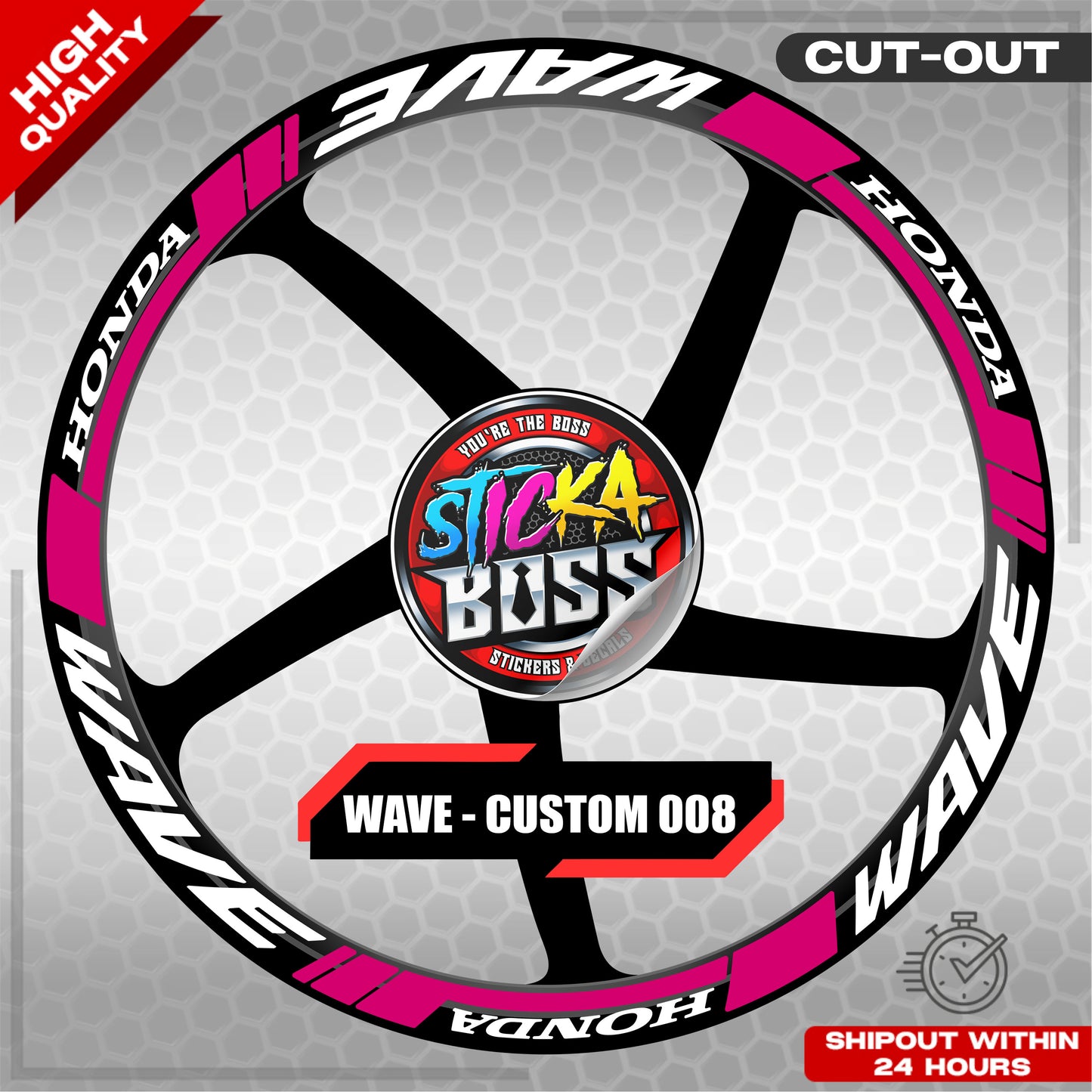 WAVE 110 / 125 MAG STICKER SET ( 2 MAGS ) - CUSTOM 008 | VINYL WATERPROOF CUT-OUT DECALS